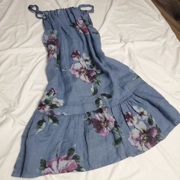 100% Lino Italian Linen Floral Sundress S (IT 42) - Picture 8 of 8